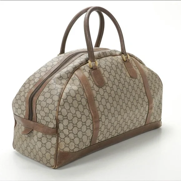 Gucci Tan and Brown Duffel Bag- Vintage - Picture 4 of 13